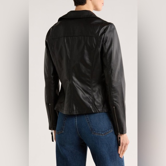 Max Studio Black Washed Faux Leather Moto Jacket Size 2X - Picture 2 of 14